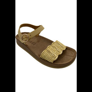 Fantasy Sandals Ankle Strap Wedge Sandals Molly Honey - Medium